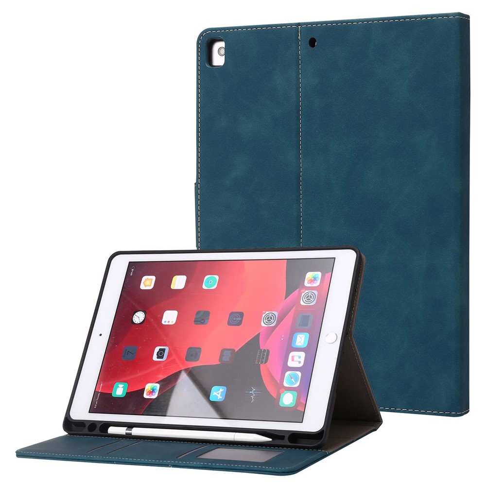 For iPad 10.2 (2021)/(2020)/(2019) PU Leather Smart Cover Wallet Design Folio Stand Tablet Case with Pencil Holder – Baby Blue