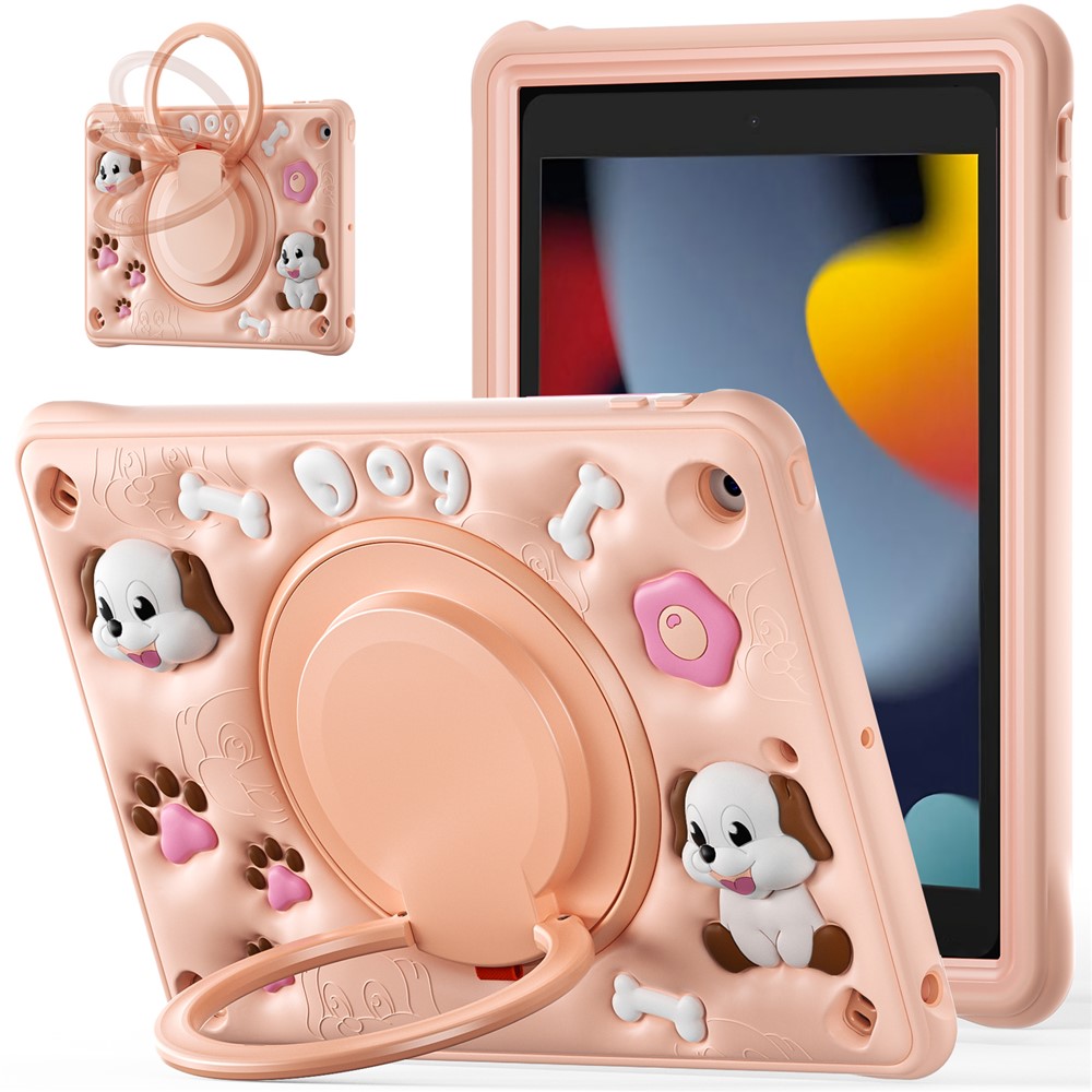 For iPad 10.2 (2021) / (2020) / (2019) Case Cute Dog Pattern Kickstand PC+Silicone+TPU Tablet Cover