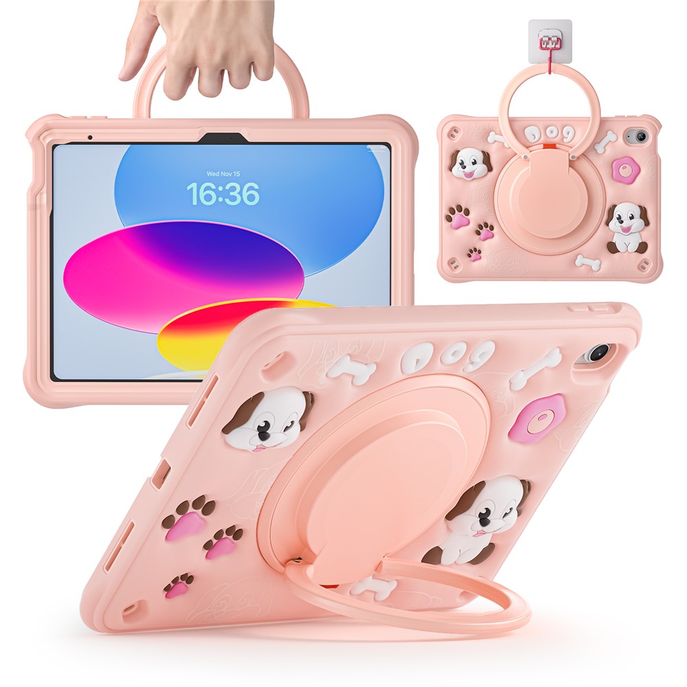 For iPad (2025) / 10.9 (2022) Case Cute Dog Pattern Kickstand PC+Silicone+TPU Tablet Cover