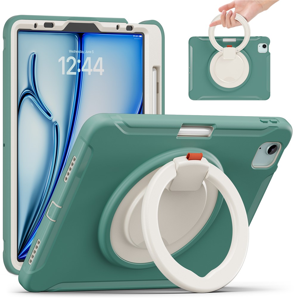 For iPad Air 11 (2025) / (2024) / Air (2022) / (2020) / Pro 11 (2022) / (2021) / (2020) / (2018) Case Kickstand with Pen Slot - Emerald Green