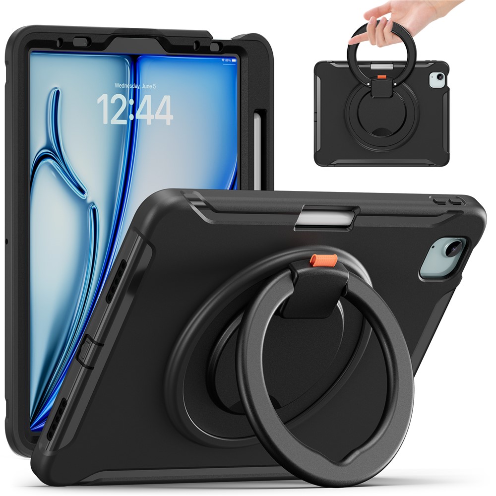 For iPad Air 11 (2025) / (2024) / Air (2022) / (2020) / Pro 11 (2022) / (2021) / (2020) / (2018) Case Kickstand with Pen Slot - Black