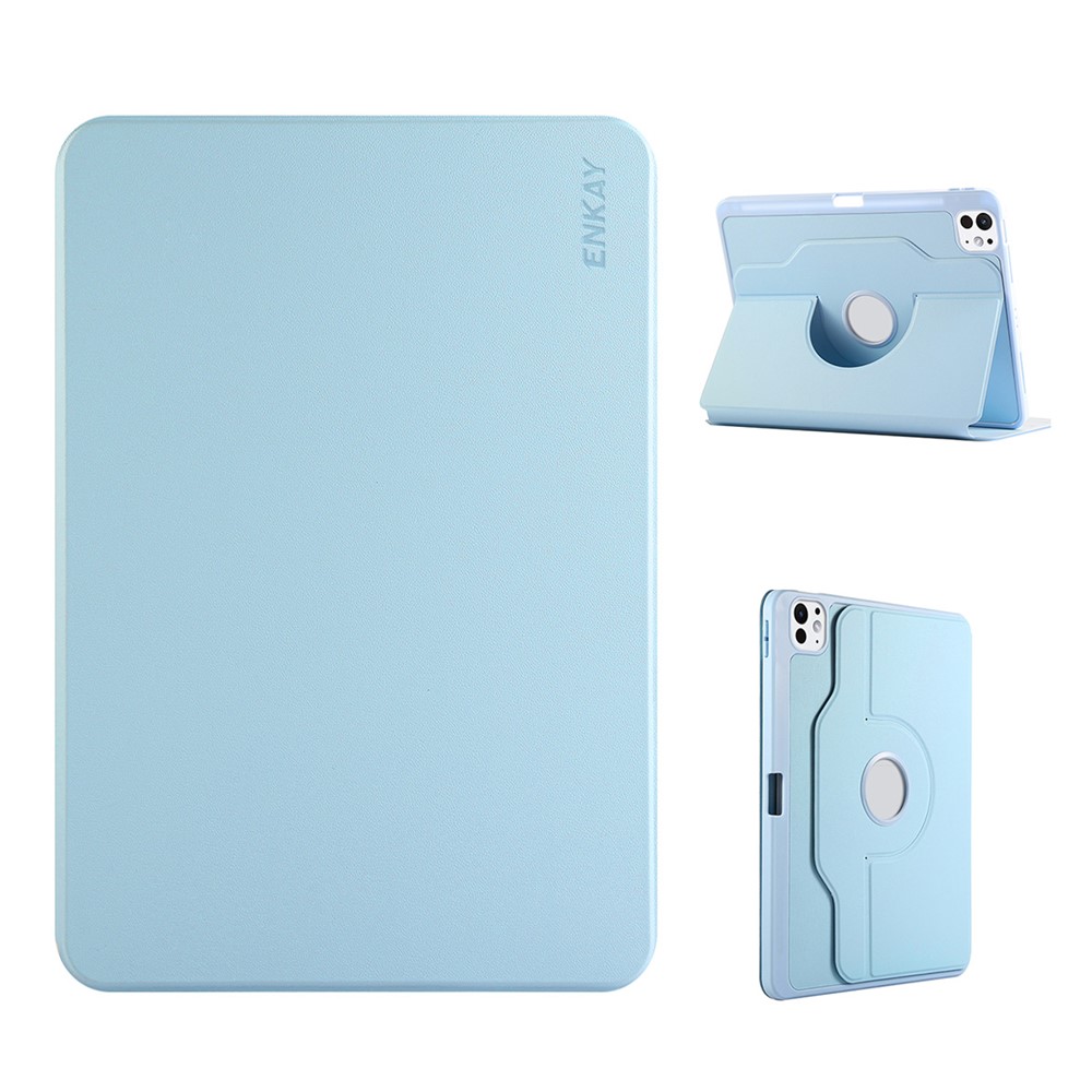 For iPad Pro 11 (2025) / 11 (2024) ENKAY HAT PRINCE Stand Case TPU+PU Auto Wake / Sleep 360 Degree Rotation Tablet Cover - Light Blue