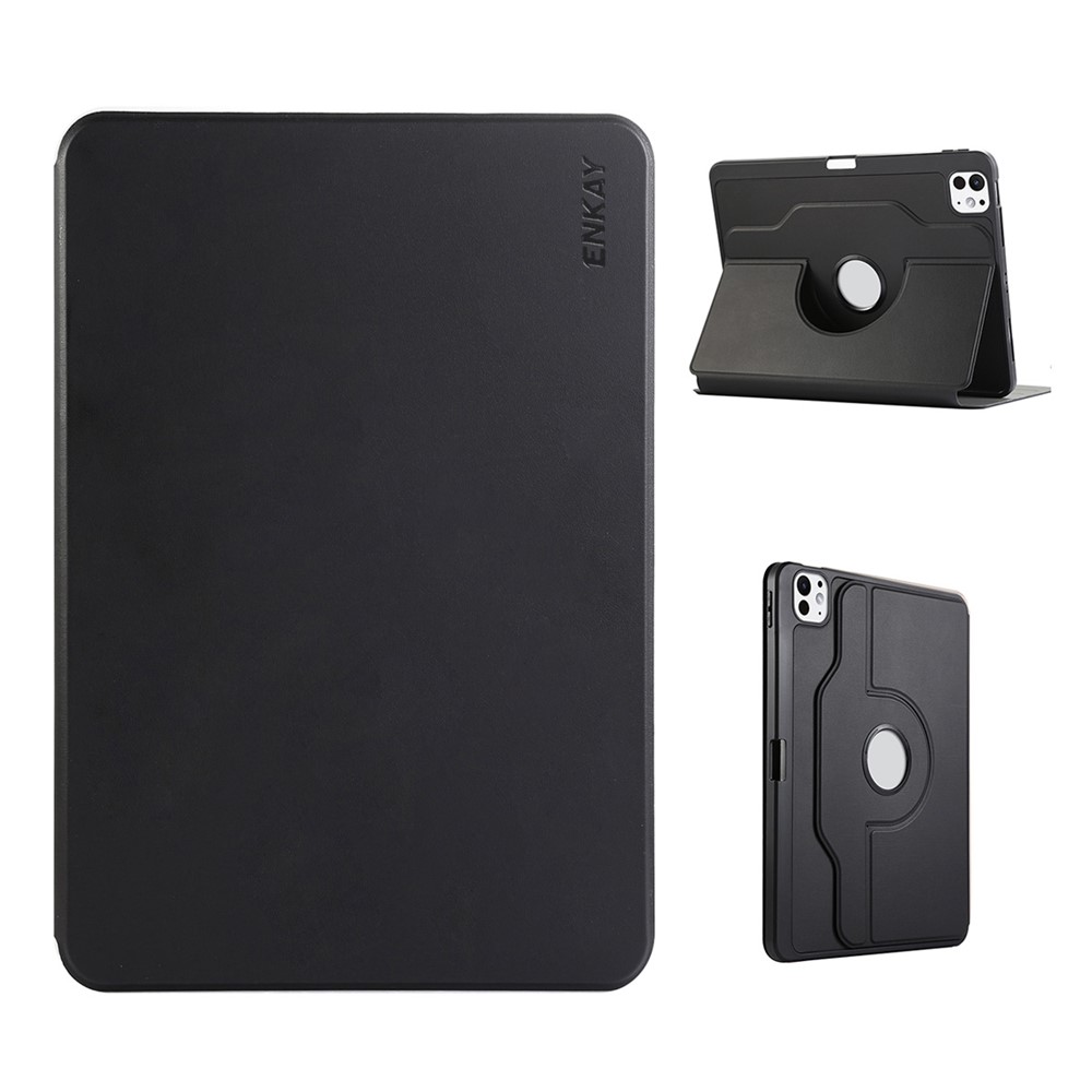 ENKAY For iPad Air 13 (2026) / (2025) / (2024) / Pro 12.9-inch (2018) / (2020) / (2022) / (2021)  HAT PRINCE Stand Case TPU+PU Tablet Cover - Black
