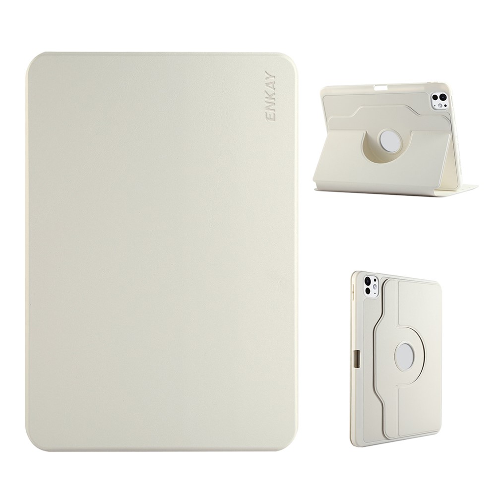 ENKAY For iPad Air 13 (2026) / (2025) / (2024) / Pro 12.9-inch (2018) / (2020) / (2022) / (2021) HAT PRINCE Stand Case TPU+PU Tablet Cover - Beige