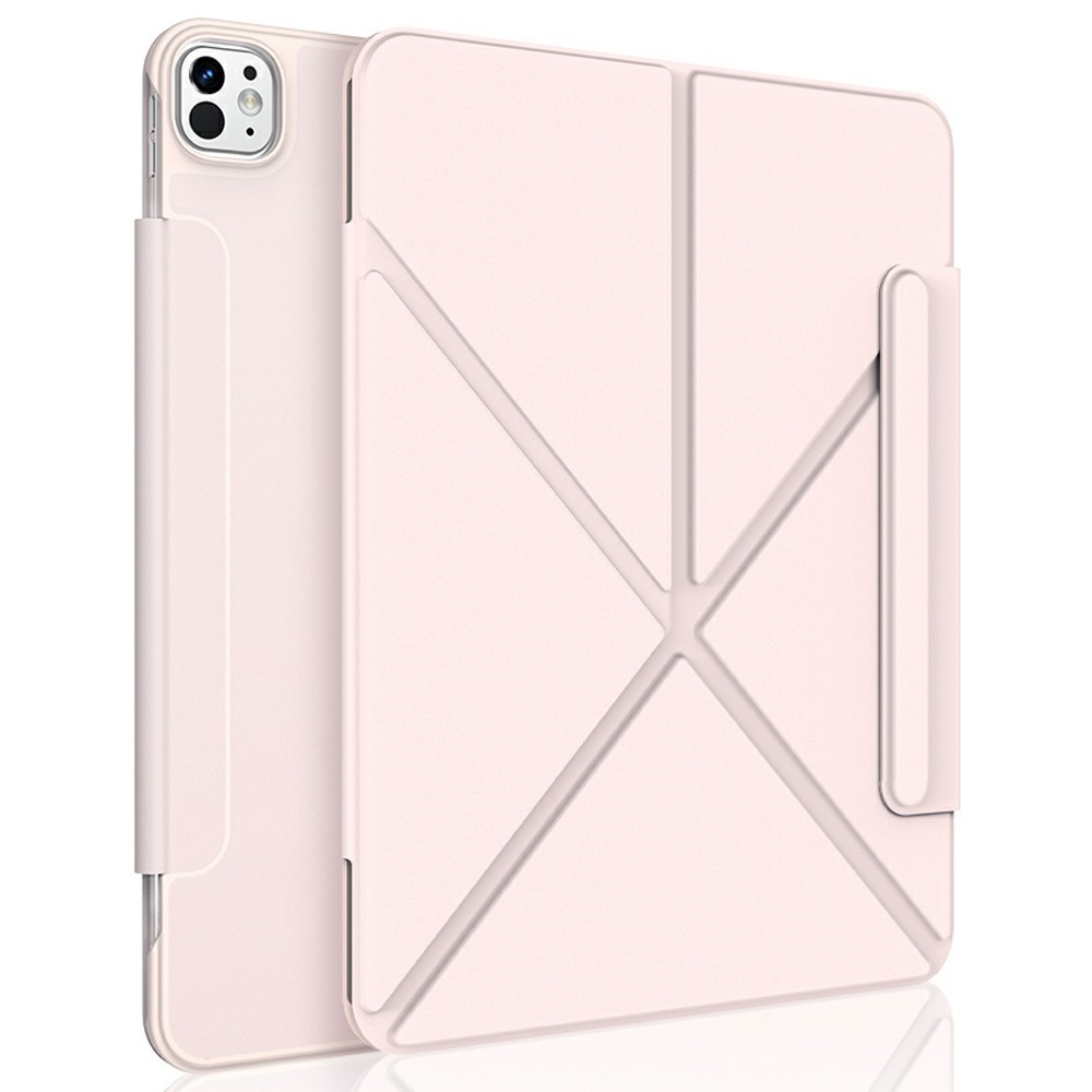 XUNDD XDD-0014 For iPad Pro 13 (2025) / 13 (2024) Case PU Leather Multi-Angle Stand Smart Tablet Cover with Pen Holder - Pink