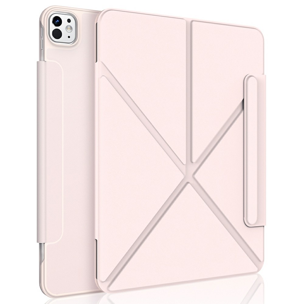 XUNDD XDD-0014 For iPad Pro 11 (2025) / 11 (2024) Case PU Leather Multi-Angle Stand Smart Tablet Cover with Pen Holder - Pink