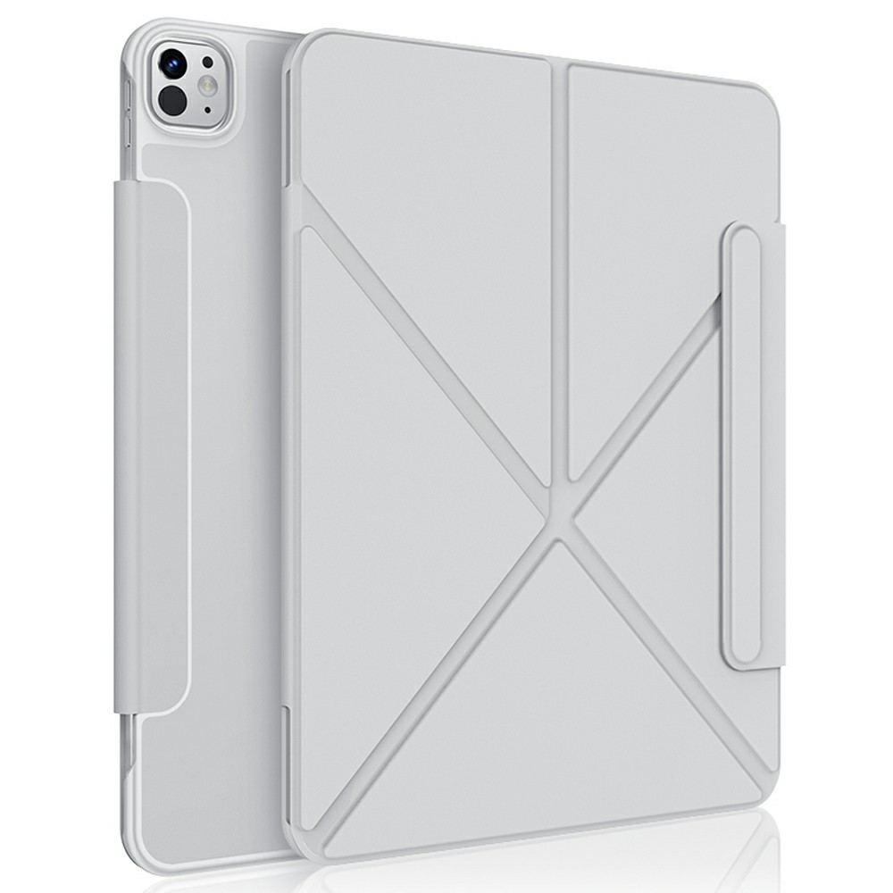 XUNDD XDD-0014 For iPad Pro 11 (2025) / 11 (2024) Case PU Leather Multi-Angle Stand Smart Tablet Cover with Pen Holder - Grey