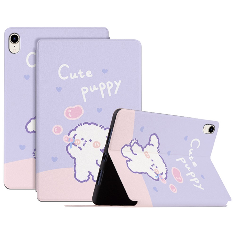 For iPad mini (2024) / mini (2021) Cartoon Pattern Printed Anti-Drop PU Leather Cover Shockproof Stand Tablet Case with Auto Wake / Sleep - Bubble Dog