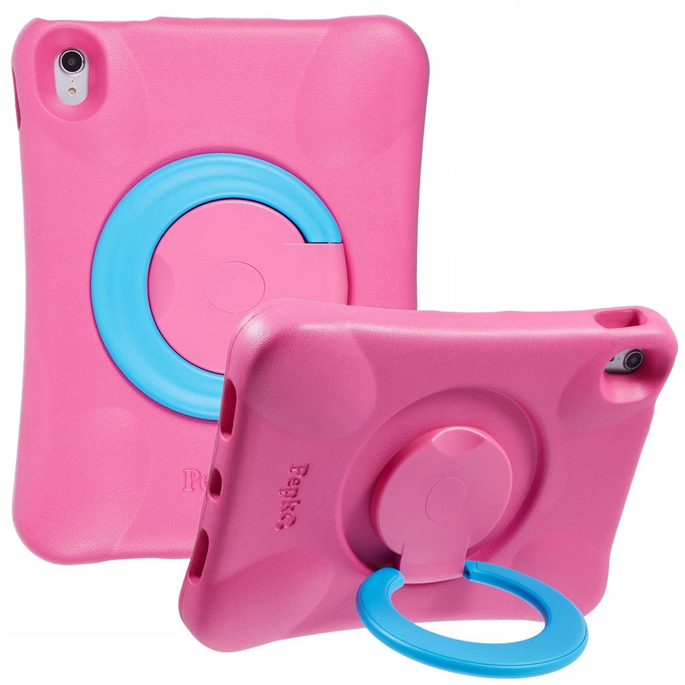 PEPKOO For iPad Air 11 (2025) / (2024) Shockproof Tablet Case 360-Degree Rotatable PC Kickstand EVA Protective Cover - Rose / Blue