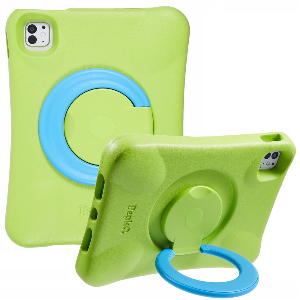 PEPKOO For iPad Pro 11 (2025) / 11 (2024) Shockproof Tablet Case 360-Degree Rotatable PC Kickstand EVA Protective Cover - Green / Blue