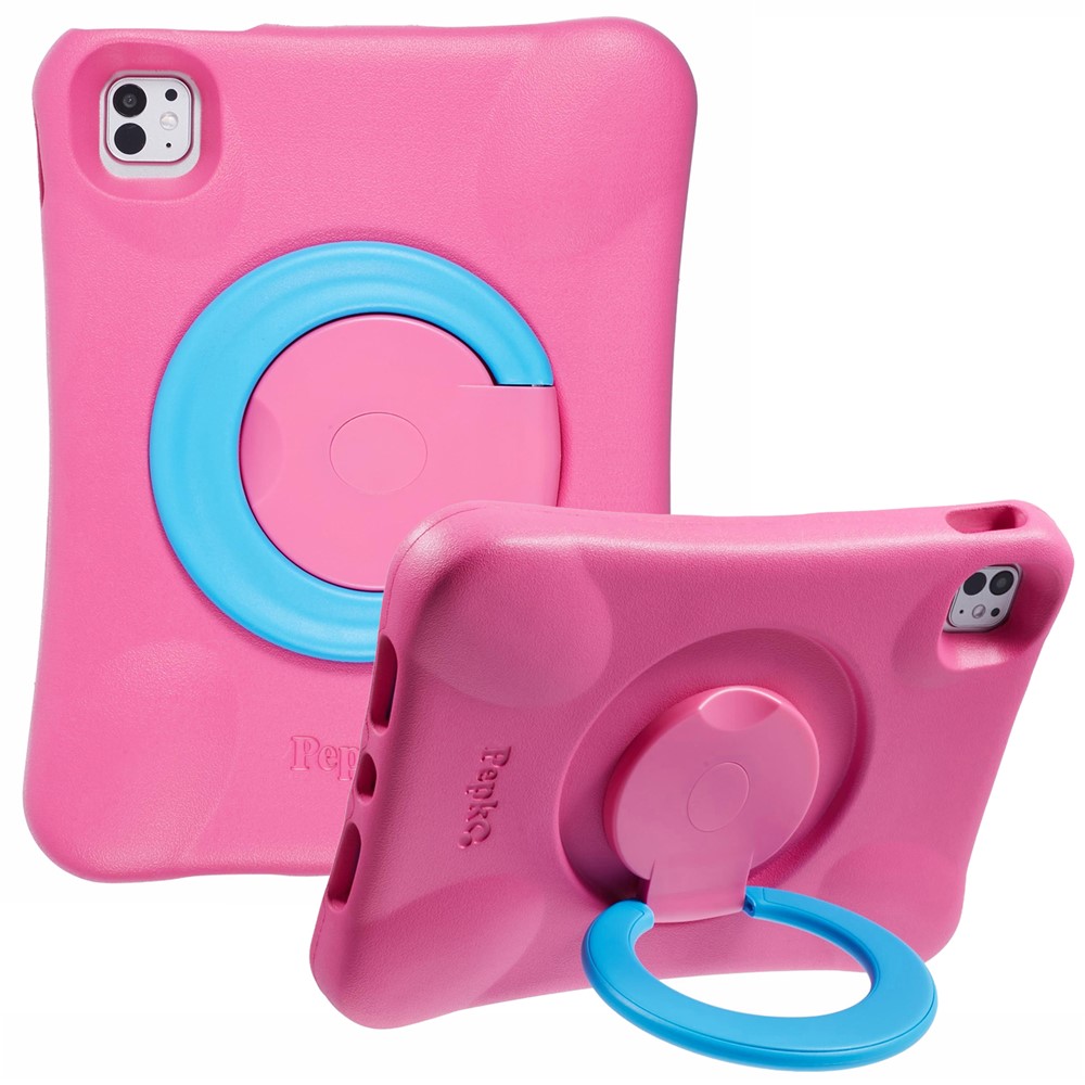 PEPKOO For iPad Pro 11 (2025) / 11 (2024) Shockproof Tablet Case 360-Degree Rotatable PC Kickstand EVA Protective Cover - Rose / Blue