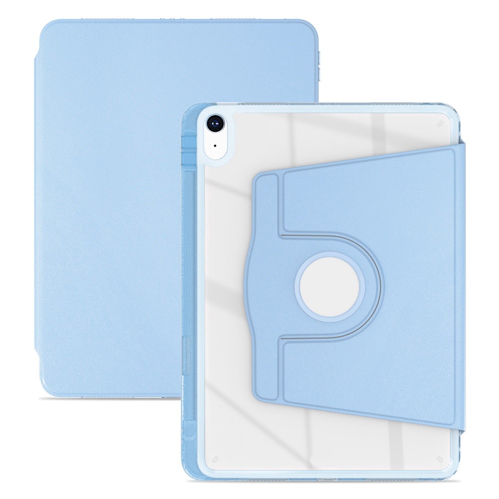 For iPad (2025) / 10.9 (2022) Case PU Leather+Acrylic+TPU Rotating Clear Tablet Cover Auto Wake / Sleep - Baby Blue