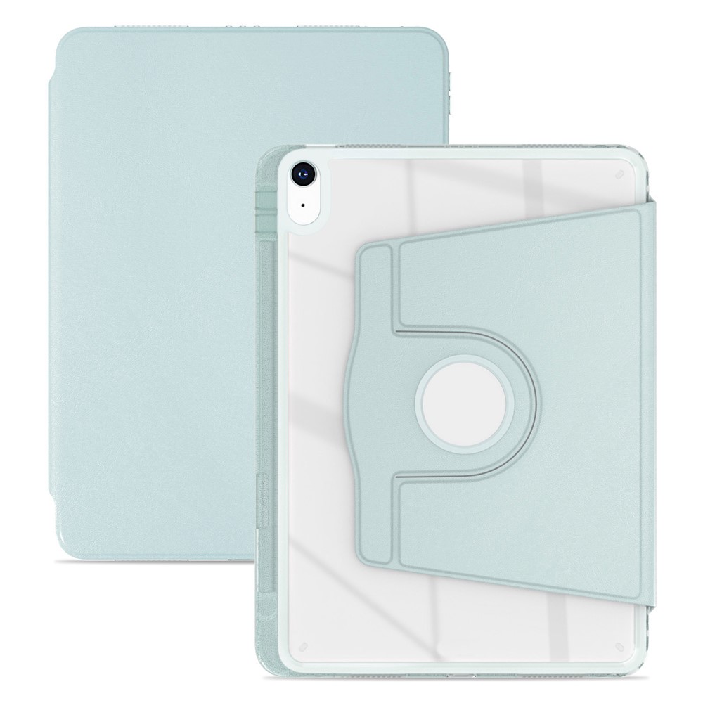 For iPad (2025) / 10.9 (2022) Case PU Leather+Acrylic+TPU Rotating Clear Tablet Cover Auto Wake / Sleep - Light Green