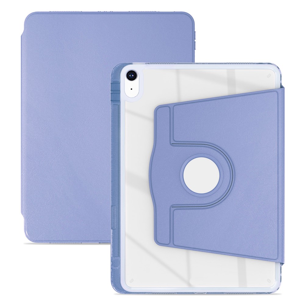 For iPad (2025) / 10.9 (2022) Case PU Leather+Acrylic+TPU Rotating Clear Tablet Cover Auto Wake / Sleep - Lavender Purple