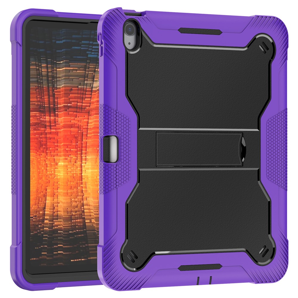 Bulk Purchasing Tablet Case For iPad 10.2 (2021)  /  (2020)  /  (2019) Kickstand Silicone + PC Impact Protective Tablet Cover - Dark Purple+Black