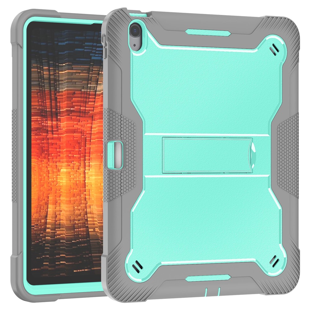 Bulk Purchasing For iPad (2025) / 10.9 (2022) Case Kickstand Silicone + PC Impact Protective Tablet Cover - Mint Green+Grey