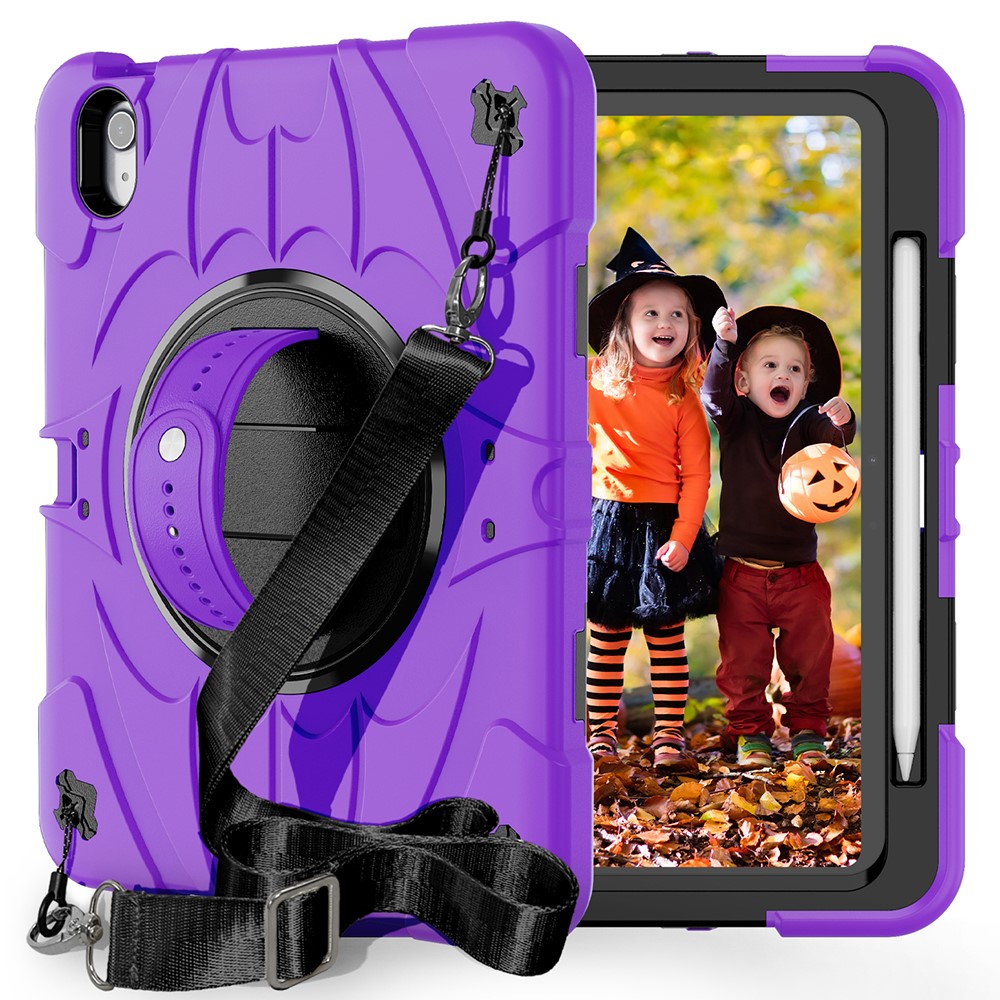 For iPad Air 11 (2025) / (2024) / iPad Air (2022) / (2020) Case Kickstand Pen Slot Silicone + PC Cover with Strap - Purple