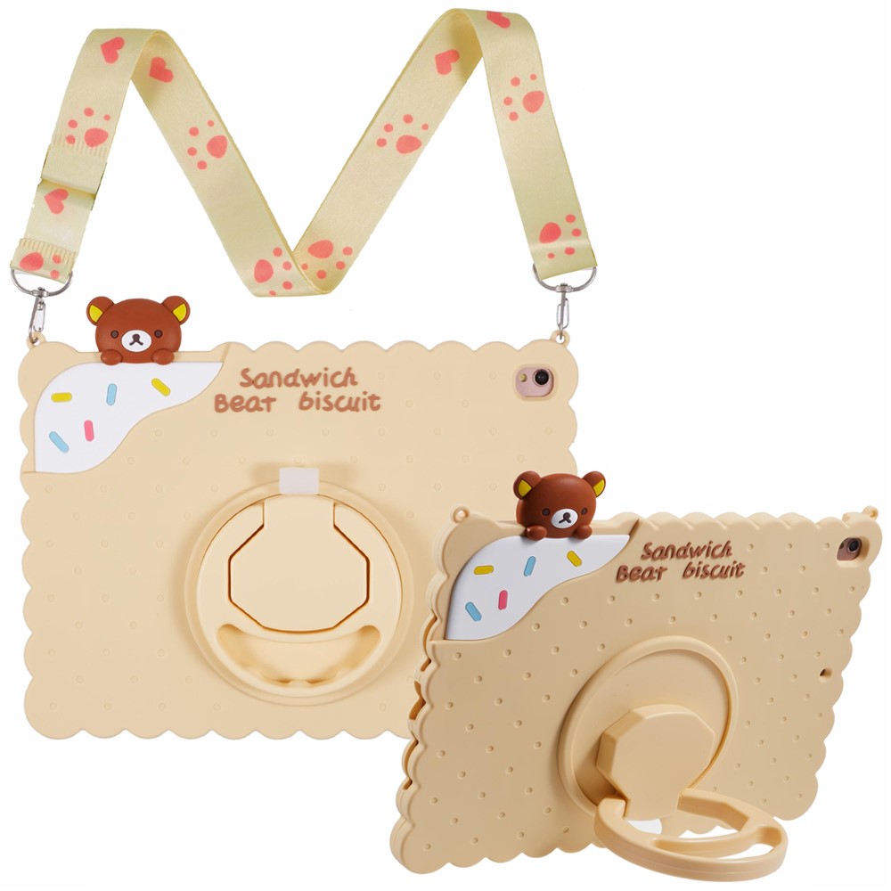 Silicone Case for iPad 10.2 (2021) / (2020) / (2019) / iPad Air 10.5 inch (2019) / Pro 10.5-inch (2017) Kickstand Cover with Shoulder Strap - Yellow