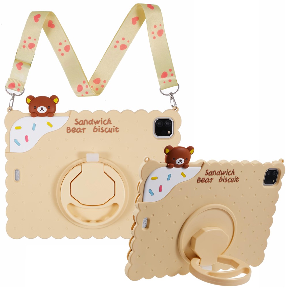 Bear Silicone Case with Strap for iPad Air 11 (2025) / (2024) / Air (2022) / (2020) / Pro 11 (2025) / 11 (2024) / (2022) / (2021) / (2020) / (2018) - Yellow