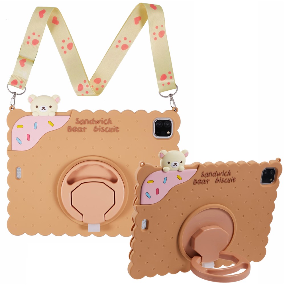 Bear Silicone Case with Strap for iPad Air 11 (2025) / (2024) / Air (2022) / (2020) / Pro 11 (2025) / 11 (2024) / (2022) / (2021) / (2020) / (2018) - Brown