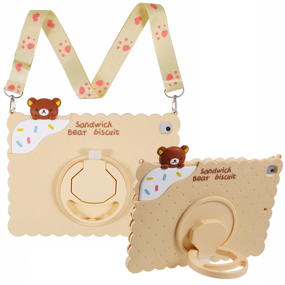 Silicone Case for iPad 9.7-inch (2018) / (2017) / iPad Air 2 / Air (2013) Kickstand Tablet Cover with Shoulder Strap - Yellow