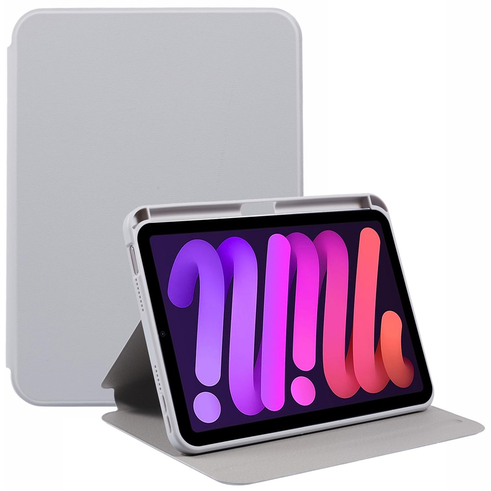 For iPad mini (2024) / mini (2021) Case Stand Leather Tablet Cover - Grey