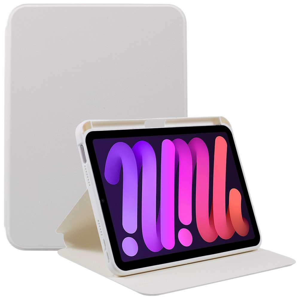 For iPad mini (2024) / mini (2021) Case Stand Leather Tablet Cover - White