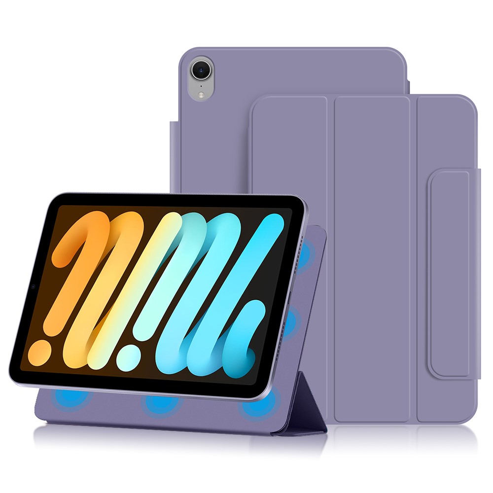 For iPad mini (2024) Stand Case Shockproof Magnetic PU Leather Flip Tablet Cover - Purple