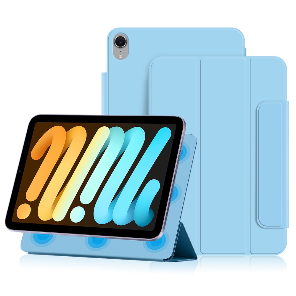 For iPad mini (2024) Stand Case Shockproof Magnetic PU Leather Flip Tablet Cover - Baby Blue