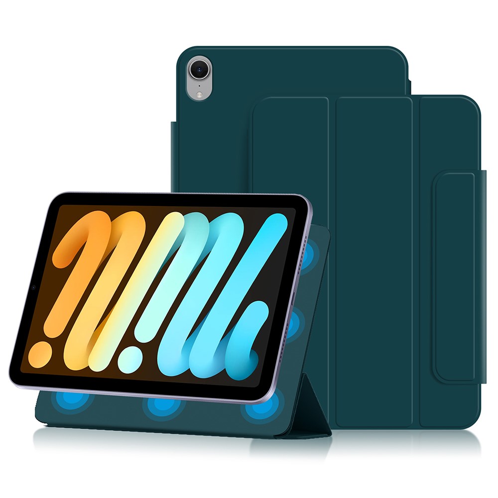 For iPad mini (2024) Stand Case Shockproof Magnetic PU Leather Flip Tablet Cover - Green
