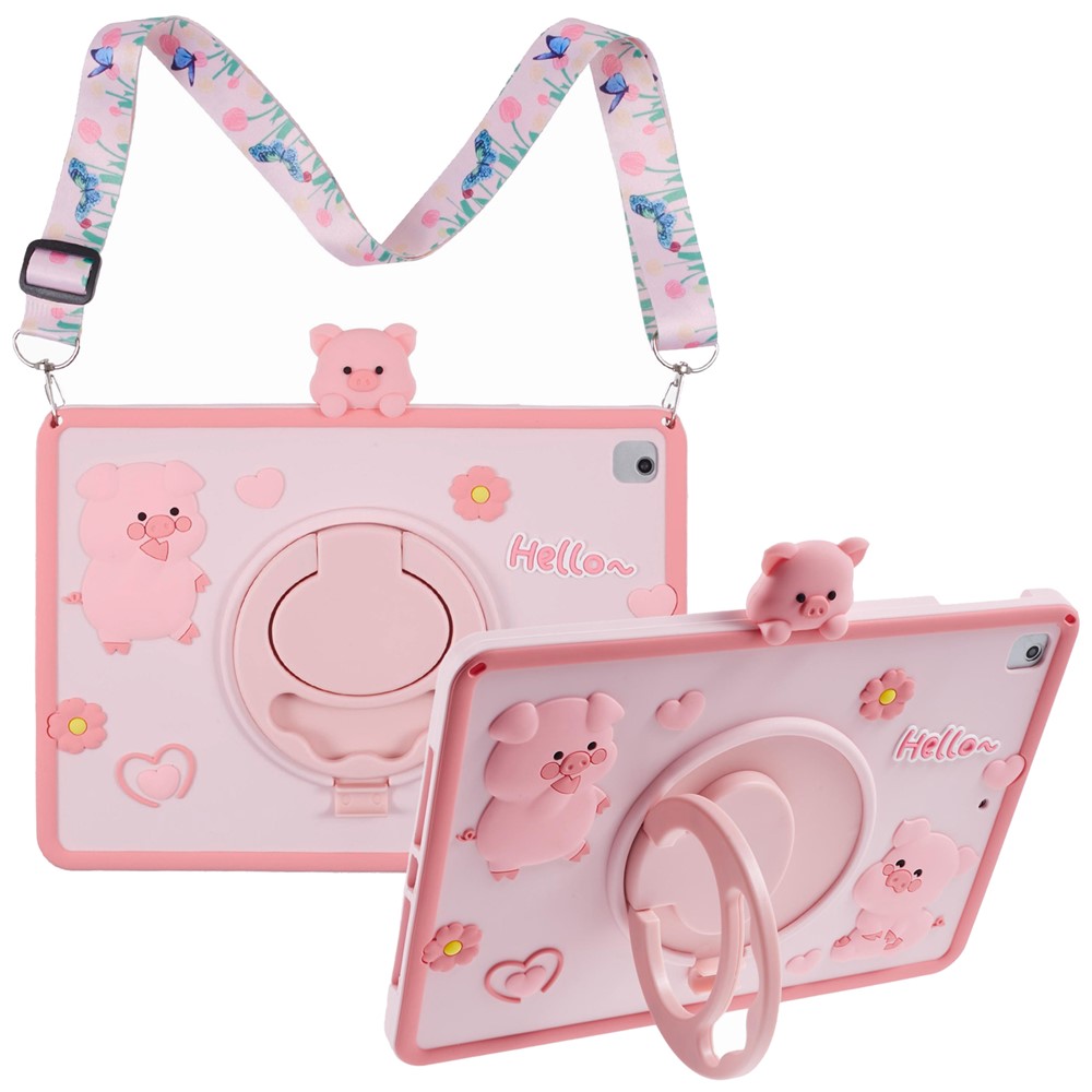 Silicone Case for iPad 9.7-inch (2018) / (2017) / iPad Air 2 / Air (2013) Kickstand Tablet Cover with Shoulder Strap