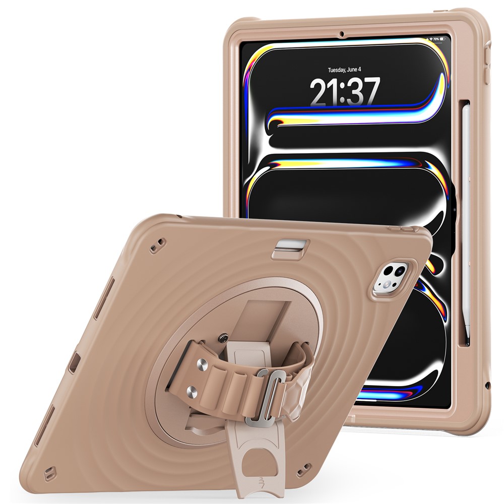 For iPad Pro 13 (2025) / 13 (2024) Case Kickstand TPU+PC+Silicone Tablet Cover - Latte Color