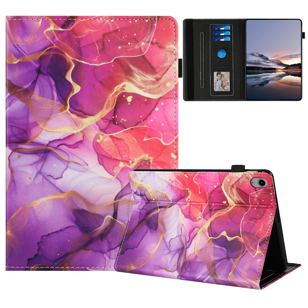 For iPad mini (2024) / (2021) Case Pattern Leather Tablet Cover with Auto Sleep / Wake, Card Holder - Pink Gold Marble