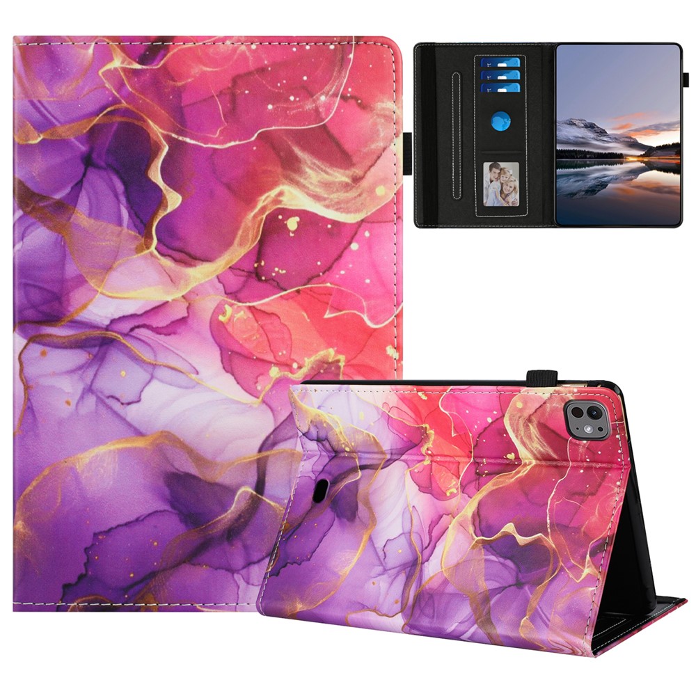 For iPad Pro 11 (2020) Case Pattern Leather Tablet Cover with Auto Sleep / Wake, Card Holder - Pink Gold Marble