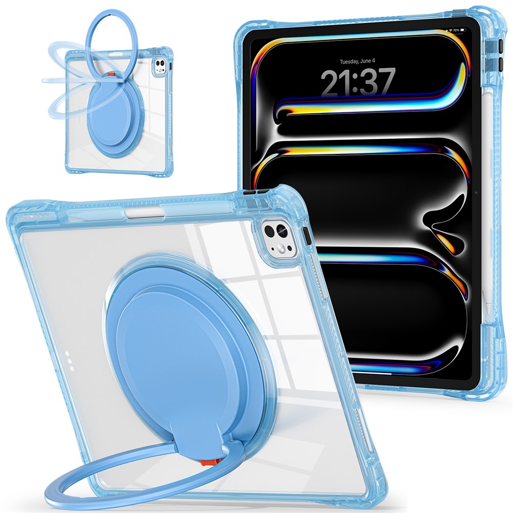For iPad Pro 13 (2025) / 13 (2024) Case Rotary Kickstand PC+TPU+Acrylic Tablet Cover - Baby Blue