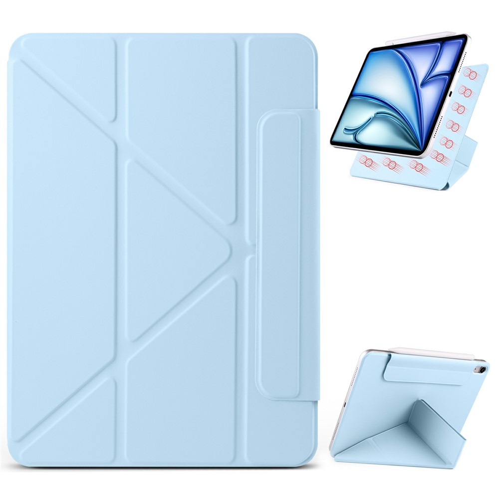 For iPad mini (2024)  /  (2021) Case PC + PU Leather Origami Stand Magnetic Tablet Cover - Baby Blue