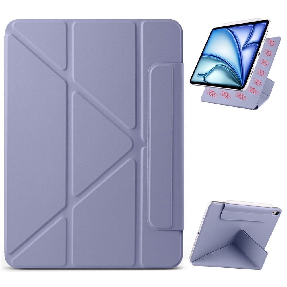 PC + PU Leather Case For iPad Air 11 (2025) / (2024) / Air (2022) / (2020) Origami Stand Magnetic Tablet Cover - Lavender Purple
