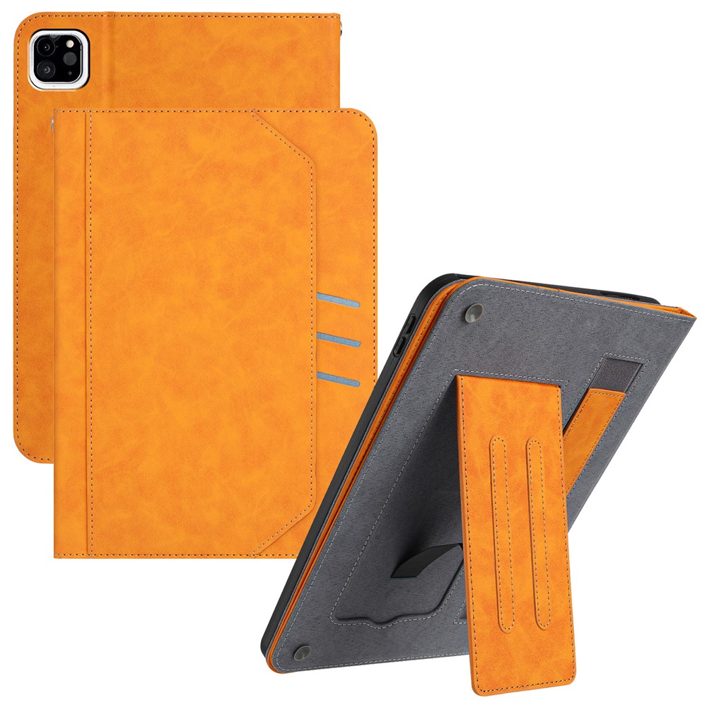For iPad Pro 11 (2025) / 11 (2024) Wallet Case Auto Wake / Sleep Leather Flip Tablet Cover Cowhide Texture - Yellow