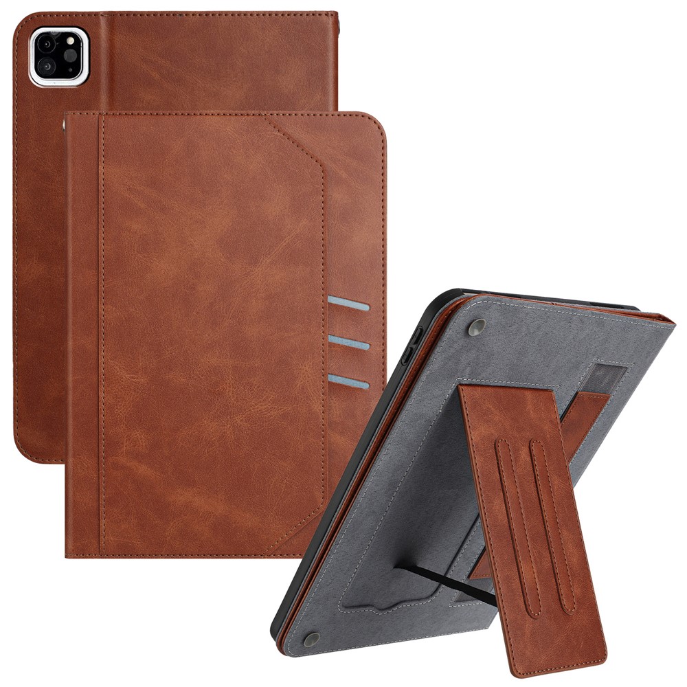 For iPad Pro 11 (2025) / 11 (2024) Wallet Case Auto Wake / Sleep Leather Flip Tablet Cover Cowhide Texture - Brown
