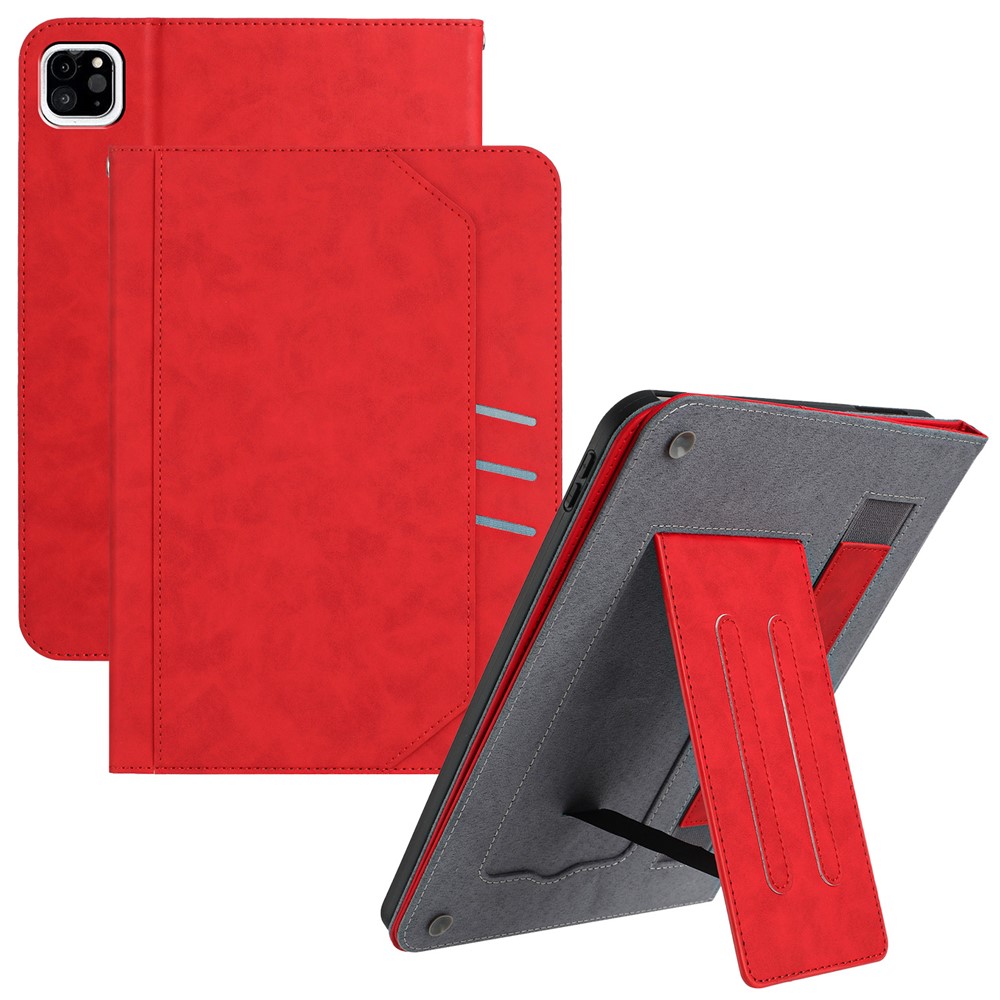 For iPad Pro 11 (2025) / 11 (2024) Wallet Case Auto Wake / Sleep Leather Flip Tablet Cover Cowhide Texture - Red