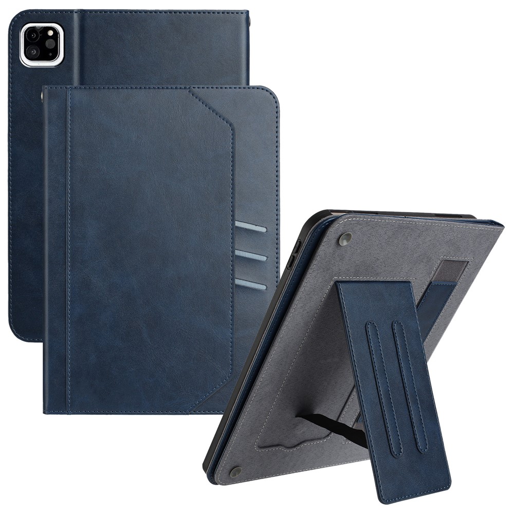 For iPad Pro 11 (2025) / 11 (2024) Wallet Case Auto Wake / Sleep Leather Flip Tablet Cover Cowhide Texture - Blue
