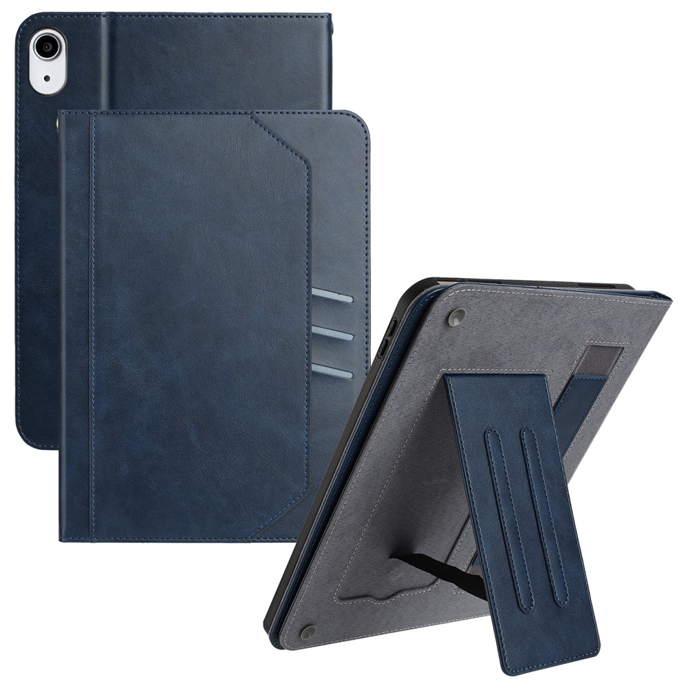 For iPad Air (2022) / (2020) Wallet Case Auto Wake / Sleep Leather Flip Tablet Cover Cowhide Texture - Blue