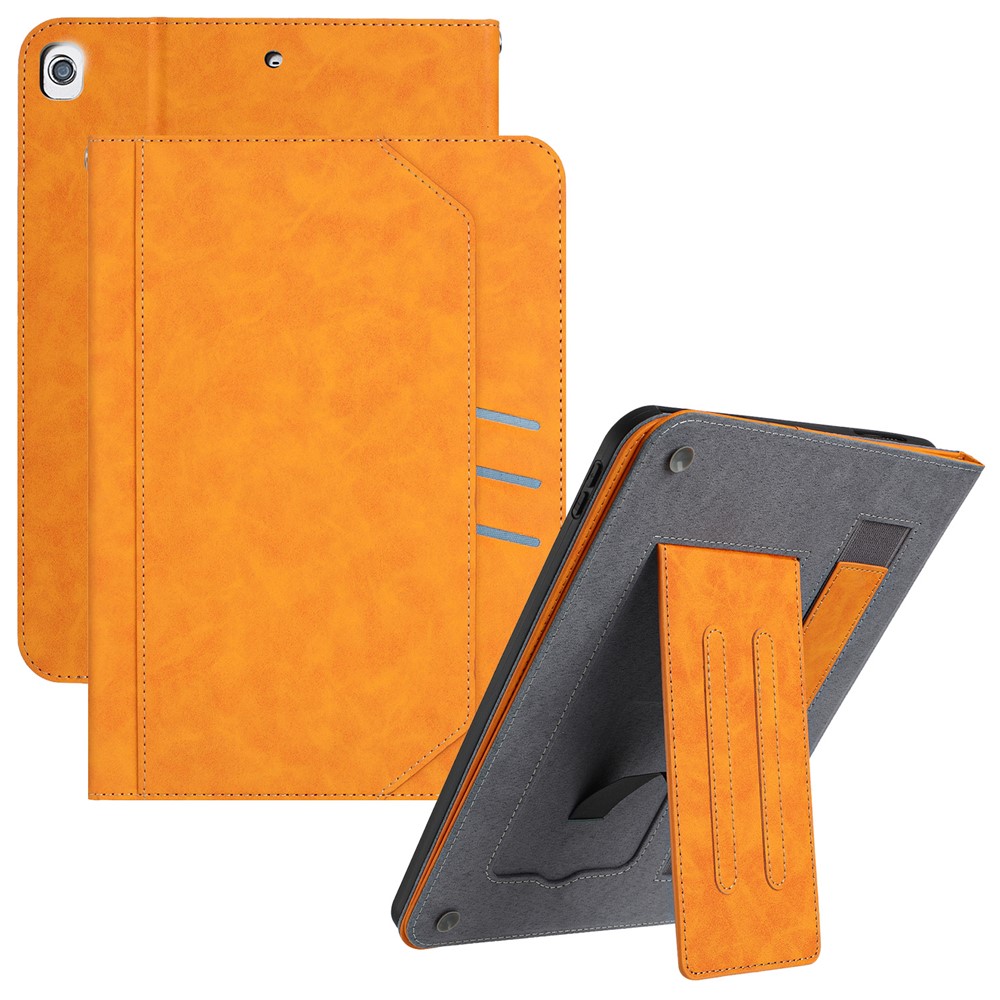 For iPad 9.7-inch (2018) / (2017) / Air 2 / Air (2013) Wallet Case Auto Wake / Sleep Leather Flip Tablet Cover Cowhide Texture - Yellow - Yellow
