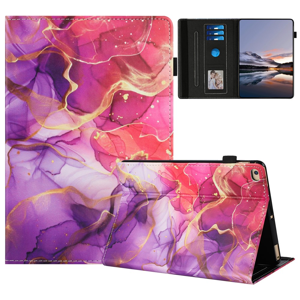 Tablet Case For iPad 9.7-inch (2018) / (2017) / iPad Air 2 / Air (2013) Pattern Leather Cover with Auto Sleep / Wake, Card Holder - Pink Gold Marble