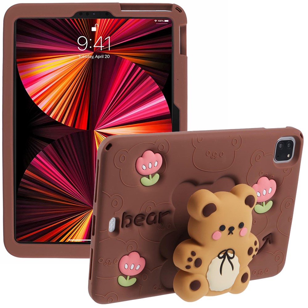 Silicone Case for iPad Air 11 (2025) / (2024) / Air (2022) / (2020) / iPad Pro 11 (2025) / 11 (2024) / (2022) / (2021) / (2020) / (2018) Bear Kickstand Cover
