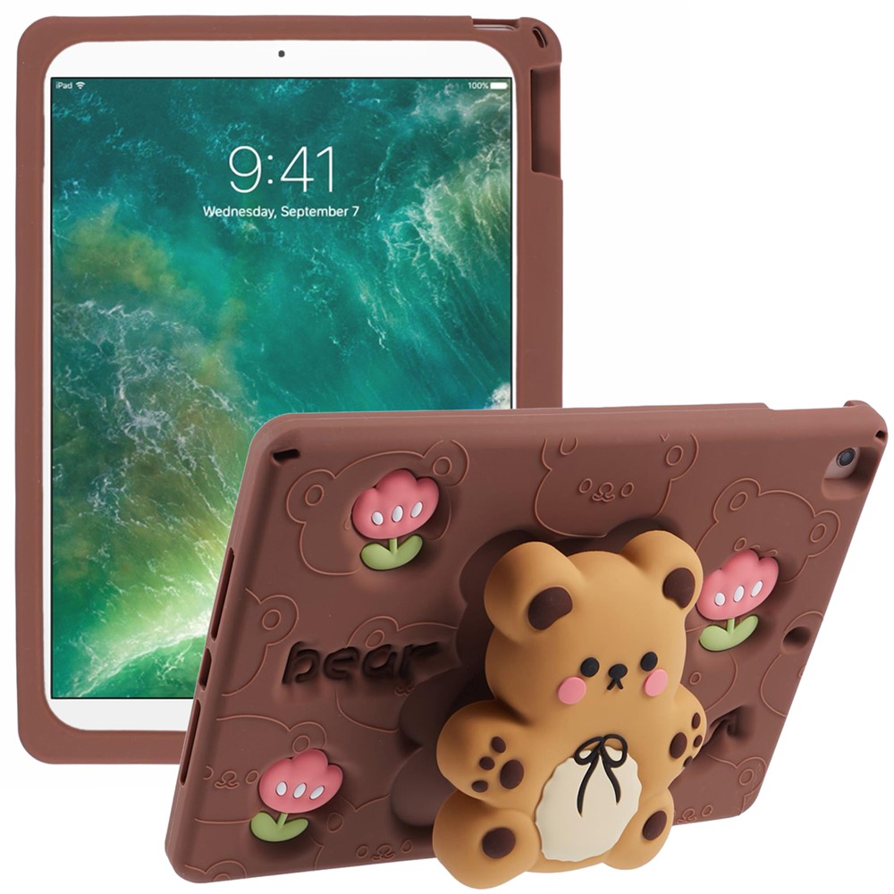 Silicone Case for iPad 10.2 (2021) / (2020) / (2019) / iPad Air 10.5 inch (2019) / Pro 10.5-inch (2017) Bear Kickstand Tulip Tablet Cover