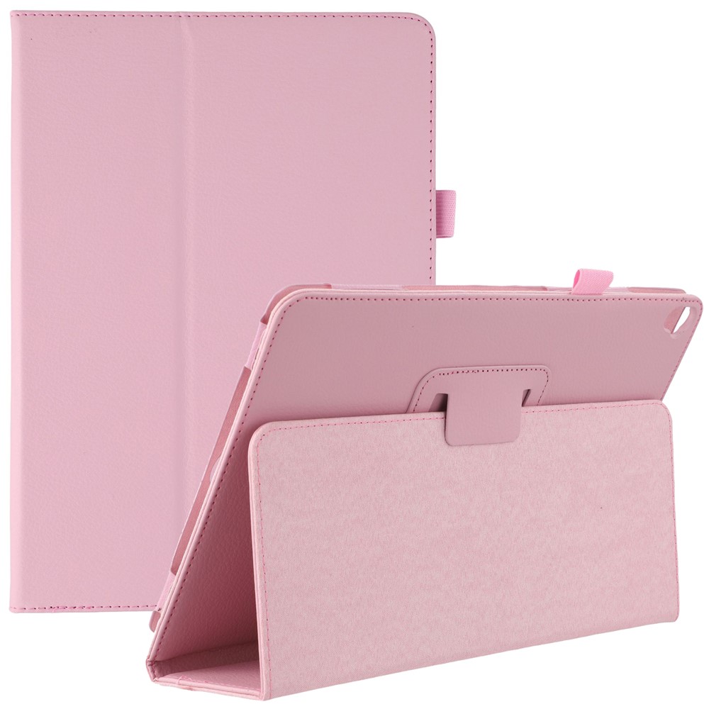 Tablet Case For iPad 10.2 (2021)  /  (2020)  /  (2019) Litchi Texture Bi-Fold Stand Leather Cover - Pink