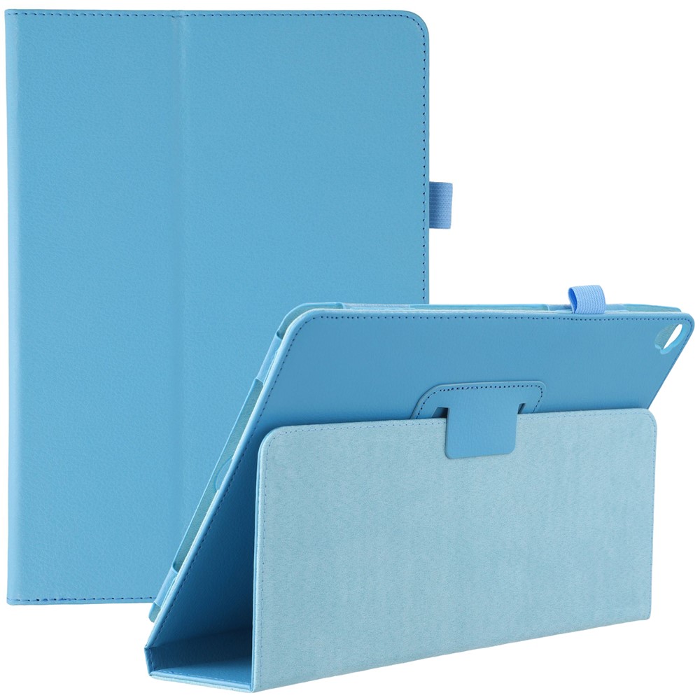 Tablet Case For iPad 10.2 (2021)  /  (2020)  /  (2019) Litchi Texture Bi-Fold Stand Leather Cover - Baby Blue
