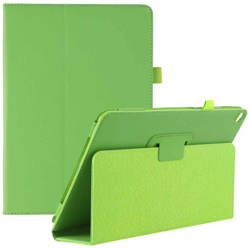 Tablet Case For iPad 10.2 (2021)  /  (2020)  /  (2019) Litchi Texture Bi-Fold Stand Leather Cover - Green