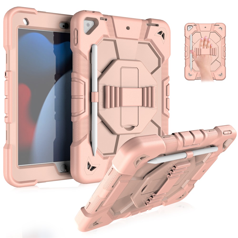 Tablet Case For iPad 10.2 (2021) / (2020) / (2019) PC + Silicone Wrist Strap Protective Cover - Pink